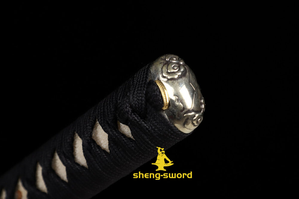 HandMade Japanese Samurai Katana Clay Tempered Choji Hamon Sword Silver Dragon Tsuba