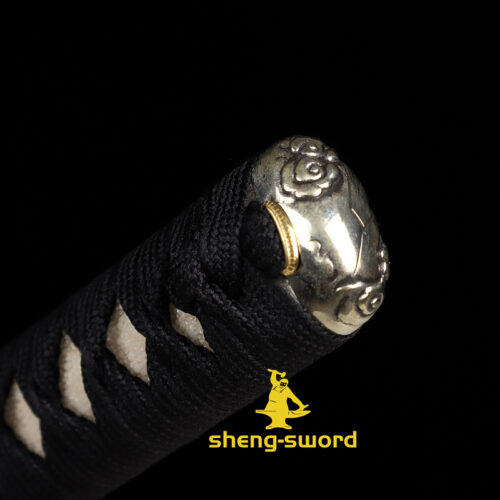 HandMade Japanese Samurai Katana Clay Tempered Choji Hamon Sword Silver Dragon Tsuba