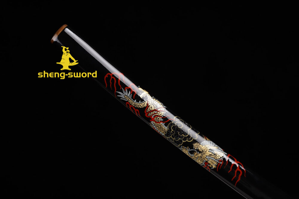 HandMade Japanese Samurai Katana Clay Tempered Choji Hamon Sword Silver Dragon Tsuba
