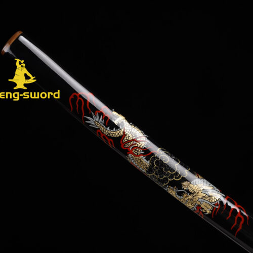 HandMade Japanese Samurai Katana Clay Tempered Choji Hamon Sword Silver Dragon Tsuba