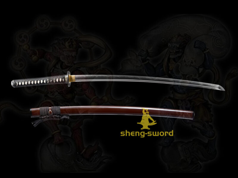Clay Tempered T10 Laminated Steel Japanese Katana Wind God Tsuba Sword