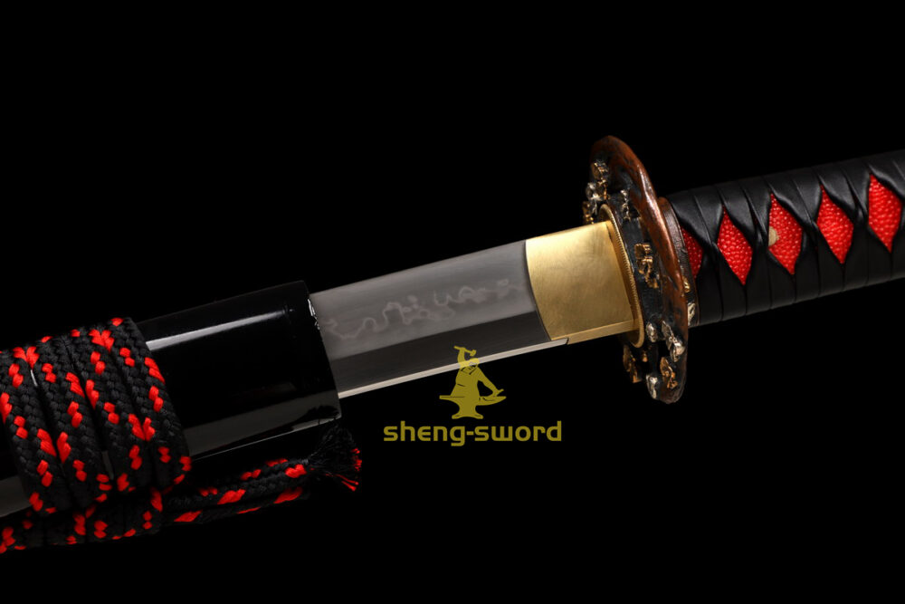 HandMade Japanese Shineken Katana Clay Tempered Choji Hamon Sword Plum Blossom Tsuba