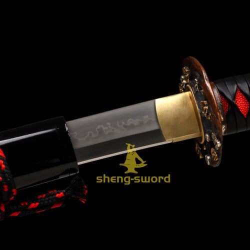 HandMade Japanese Shineken Katana Clay Tempered Choji Hamon Sword Plum Blossom Tsuba