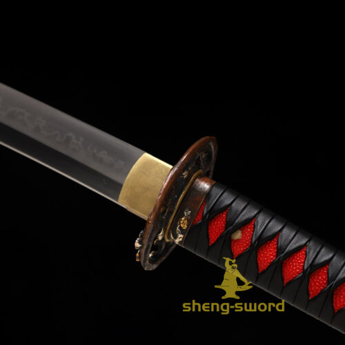 HandMade Japanese Shineken Katana Clay Tempered Choji Hamon Sword Plum Blossom Tsuba