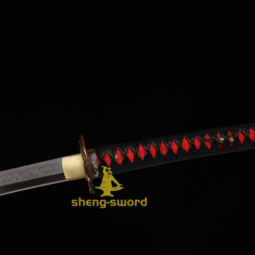 HandMade Japanese Shineken Katana Clay Tempered Choji Hamon Sword Plum Blossom Tsuba
