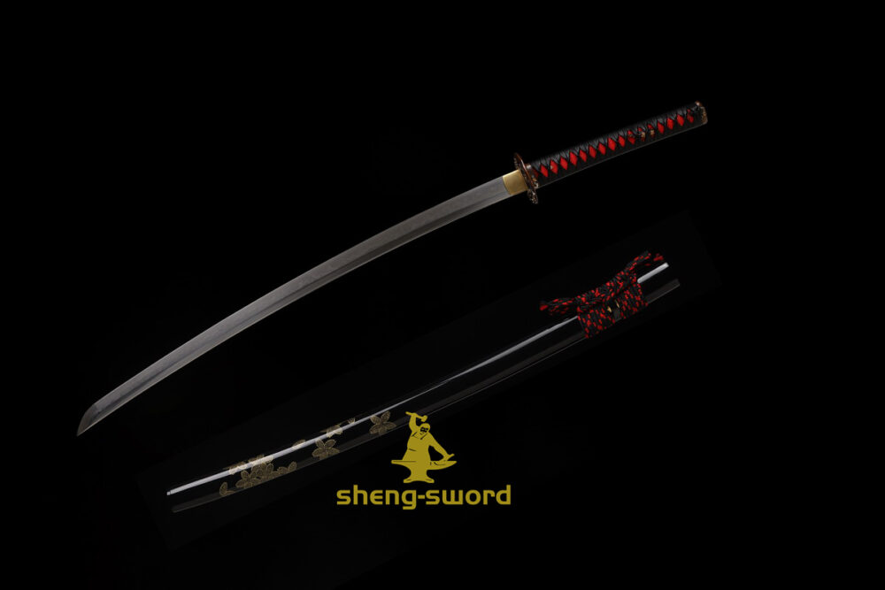 HandMade Japanese Shineken Katana Clay Tempered Choji Hamon Sword Plum Blossom Tsuba