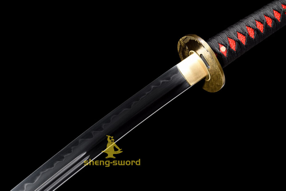 Handmade japanese samurai katana crane tsuba clay tempered t-10 steel full tang sword