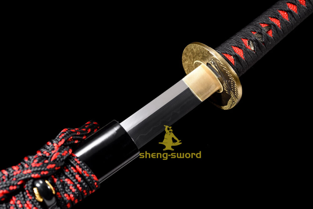 Handmade japanese samurai katana crane tsuba clay tempered t-10 steel full tang sword