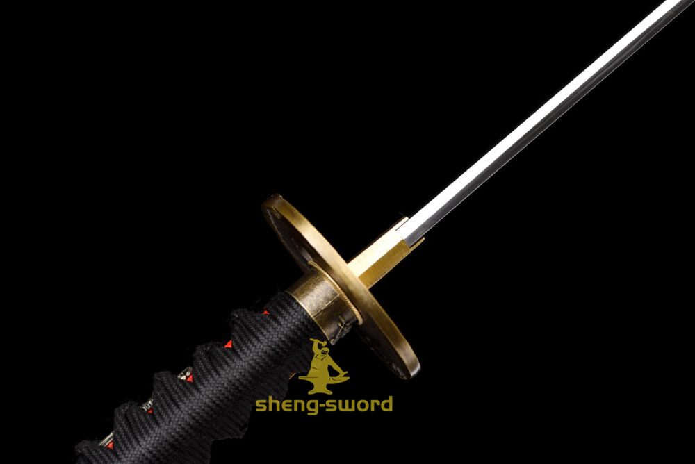 Handmade japanese samurai katana crane tsuba clay tempered t-10 steel full tang sword