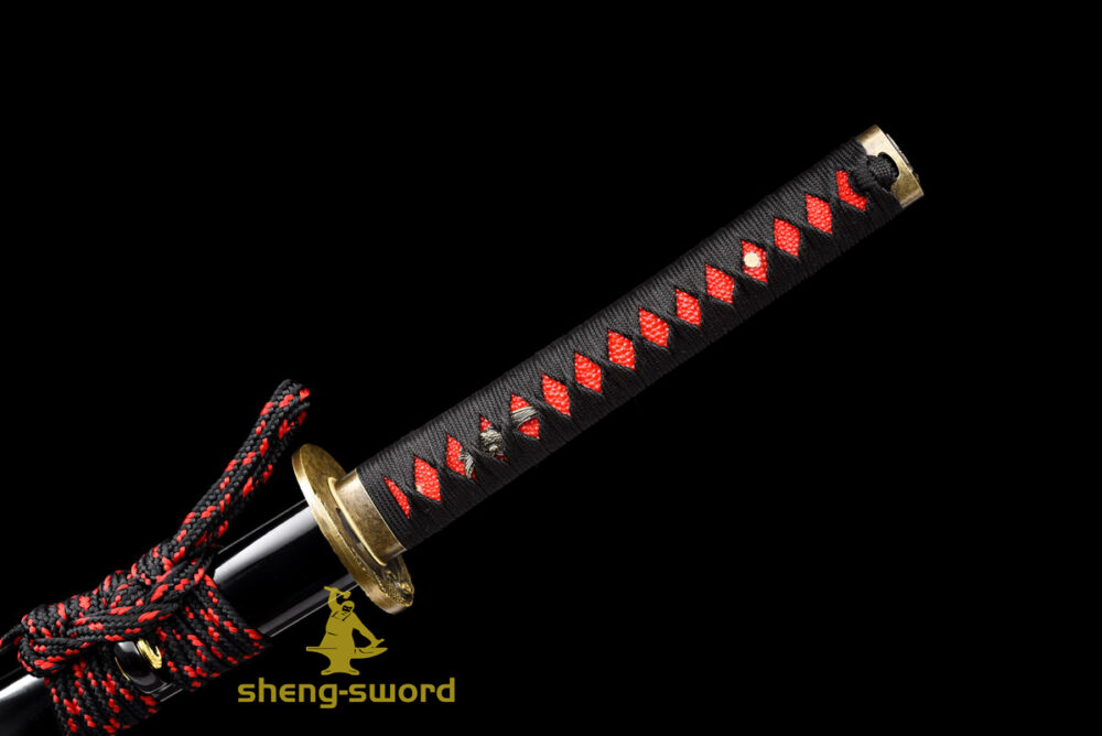 Handmade japanese samurai katana crane tsuba clay tempered t-10 steel full tang sword