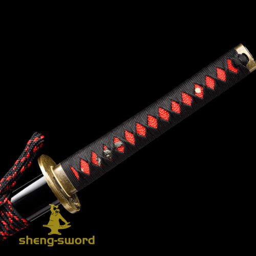 Handmade japanese samurai katana crane tsuba clay tempered t-10 steel full tang sword