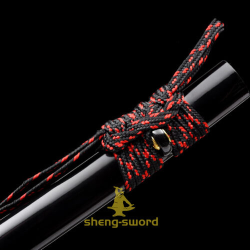Handmade japanese samurai katana crane tsuba clay tempered t-10 steel full tang sword
