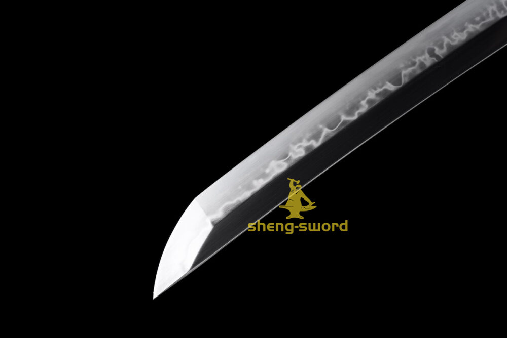 HandMade Japanese Samurai Katana Clay Tempered Choji Hamon Sword Black Dragon Tsuba