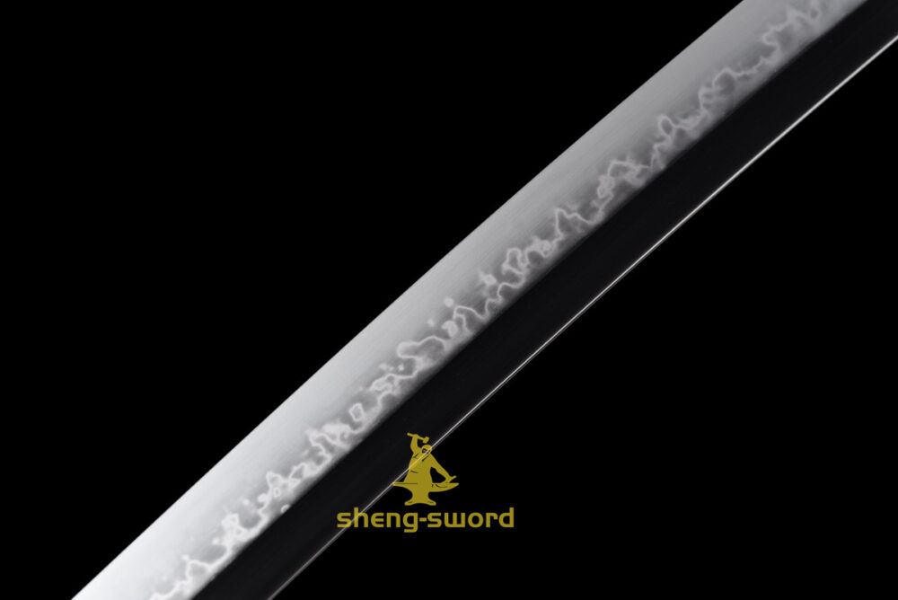 HandMade Japanese Samurai Katana Clay Tempered Choji Hamon Sword Black Dragon Tsuba