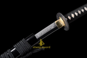 HandMade Japanese Samurai Katana Clay Tempered Choji Hamon Sword Black Dragon Tsuba