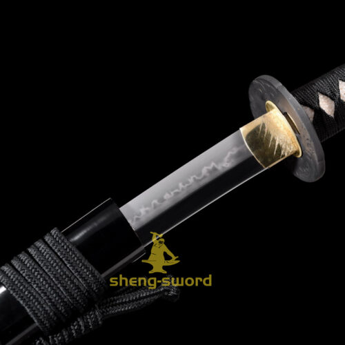 HandMade Japanese Samurai Katana Clay Tempered Choji Hamon Sword Black Dragon Tsuba