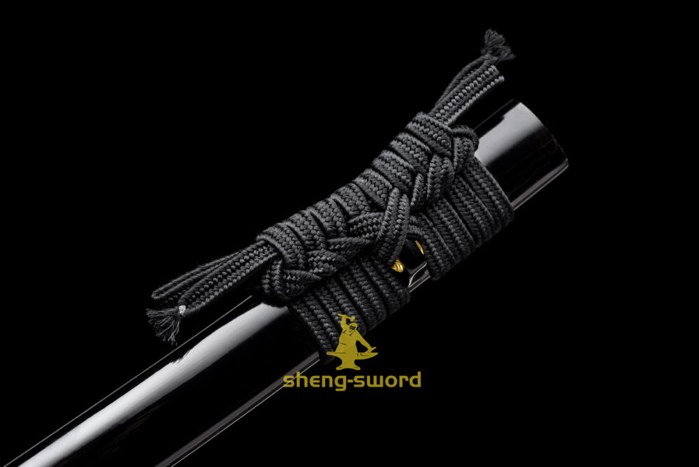 HandMade Japanese Samurai Katana Clay Tempered Choji Hamon Sword Black Dragon Tsuba