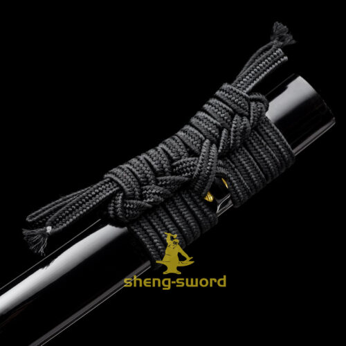 HandMade Japanese Samurai Katana Clay Tempered Choji Hamon Sword Black Dragon Tsuba