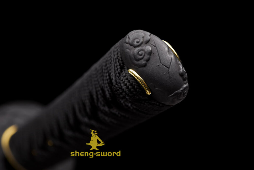 HandMade Japanese Samurai Katana Clay Tempered Choji Hamon Sword Black Dragon Tsuba