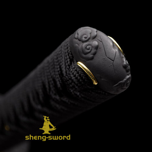 HandMade Japanese Samurai Katana Clay Tempered Choji Hamon Sword Black Dragon Tsuba