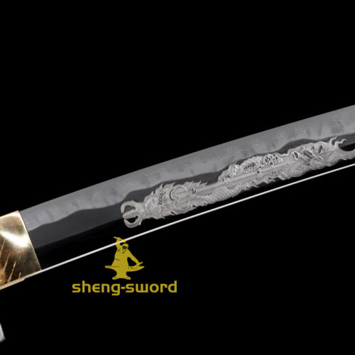 TOP Class Silver Dragon Tsuba Japanese Handachi Katana Tamahagane steel Kanesada Hamon Sword