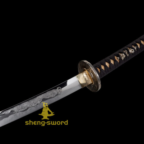 TOP Class Silver Dragon Tsuba Japanese Handachi Katana Tamahagane steel Kanesada Hamon Sword