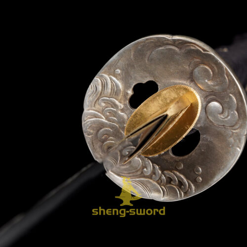 TOP Class Silver Dragon Tsuba Japanese Handachi Katana Tamahagane steel Kanesada Hamon Sword