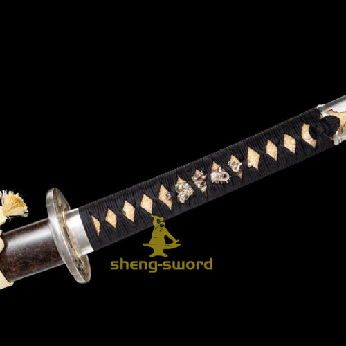TOP Class Silver Dragon Tsuba Japanese Handachi Katana Tamahagane steel Kanesada Hamon Sword