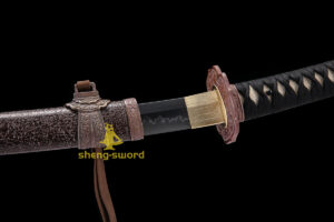 HandMade Japanese Samurai Katana Clay Tempered L6 Steel Sword Wheel Tsuba