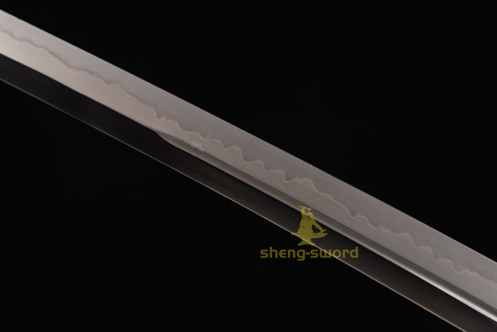 HandMade Japanese Samurai Katana Clay Tempered L6 Steel Sword Wheel Tsuba