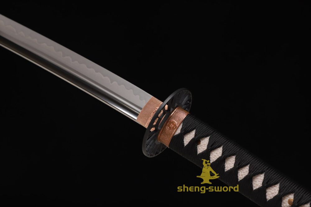 HandMade Japanese Samurai Katana Clay Tempered L6 Steel Sword Wheel Tsuba