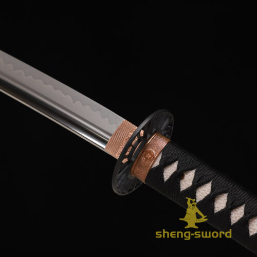 HandMade Japanese Samurai Katana Clay Tempered L6 Steel Sword Wheel Tsuba