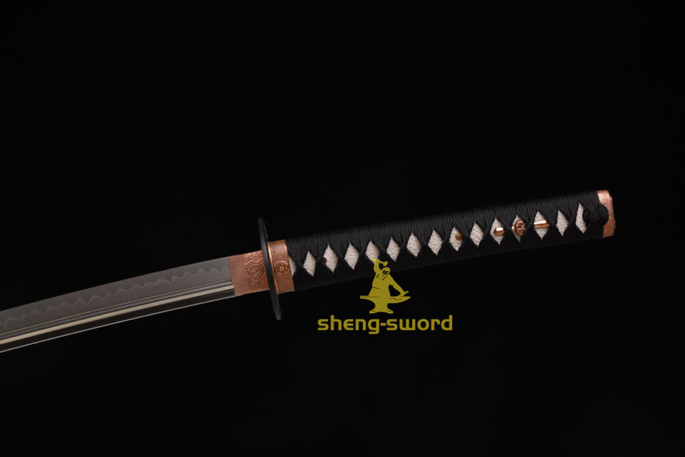 HandMade Japanese Samurai Katana Clay Tempered L6 Steel Sword Wheel Tsuba