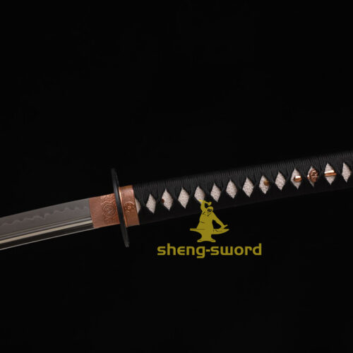 HandMade Japanese Samurai Katana Clay Tempered L6 Steel Sword Wheel Tsuba