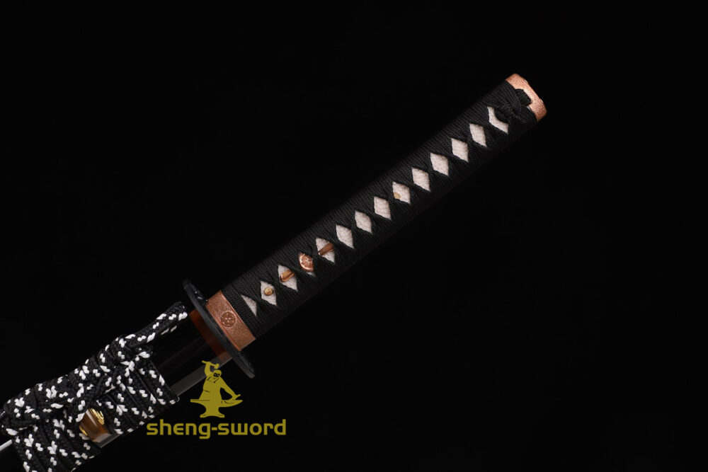 HandMade Japanese Samurai Katana Clay Tempered L6 Steel Sword Wheel Tsuba