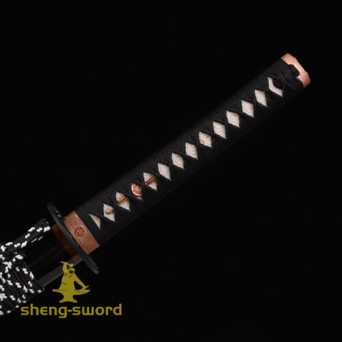 HandMade Japanese Samurai Katana Clay Tempered L6 Steel Sword Wheel Tsuba