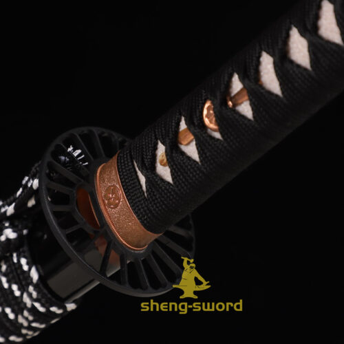 HandMade Japanese Samurai Katana Clay Tempered L6 Steel Sword Wheel Tsuba