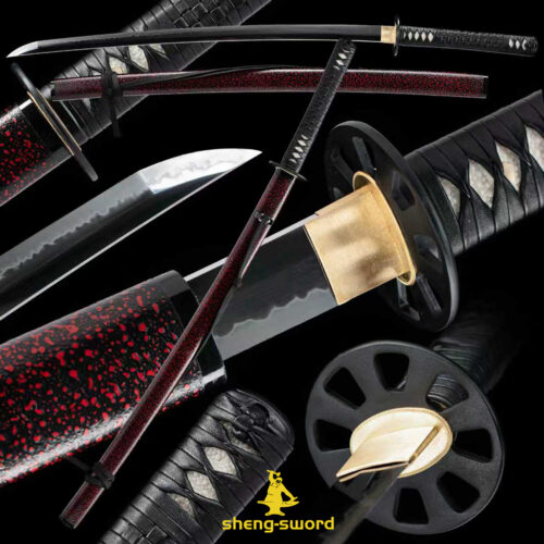 Clay Tempered Choji Hamon Blade Japanese Katana Wheel Tsuba Sword Clay Tempered Choji Hamon Blade Japanese Katana Wheel Tsuba Sword