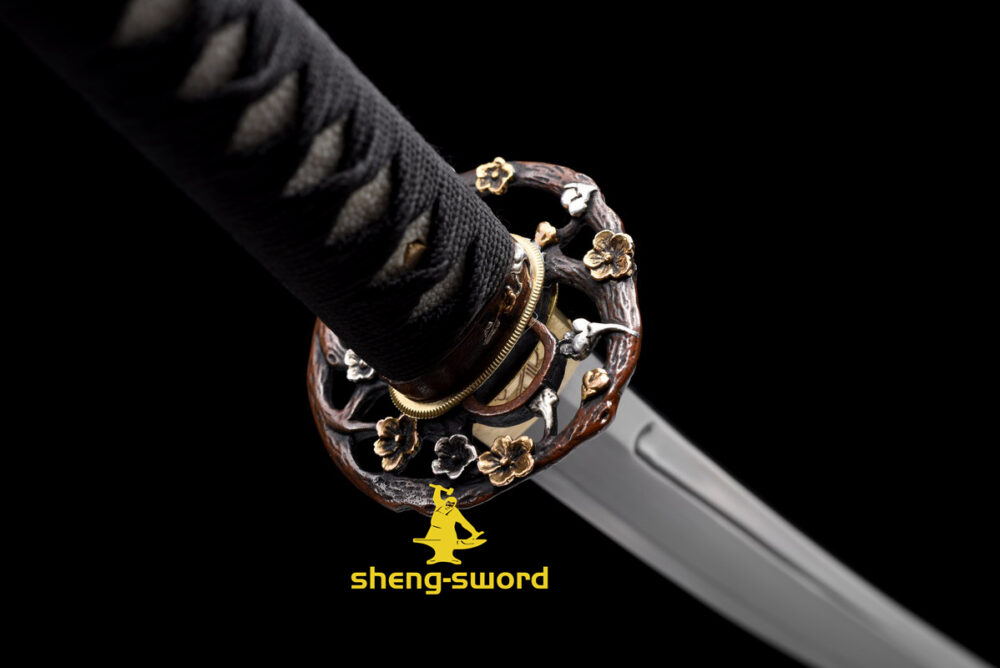 High Class Japanese Samurai Katana Clay Tempered L6 Steel Full Tang Blade Sword wintersweet Kashirae