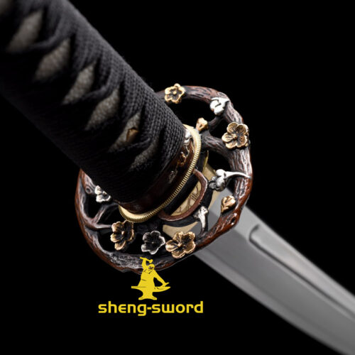 High Class Japanese Samurai Katana Clay Tempered L6 Steel Full Tang Blade Sword wintersweet Kashirae
