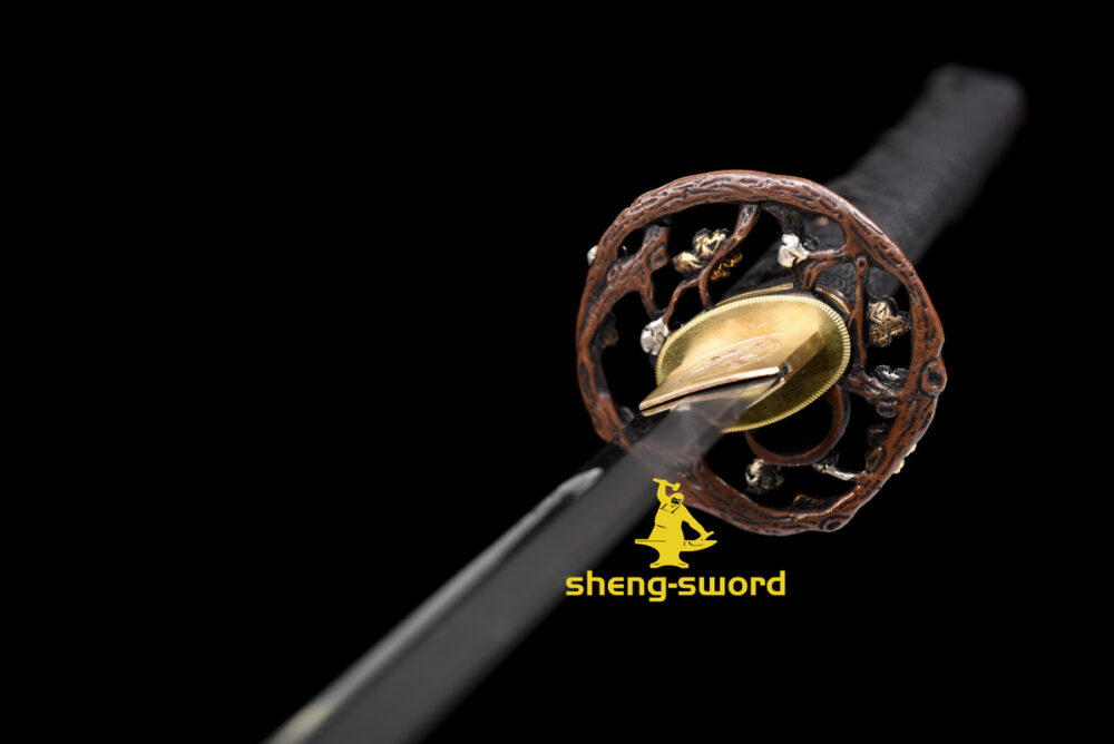 High Class Japanese Samurai Katana Clay Tempered L6 Steel Full Tang Blade Sword wintersweet Kashirae