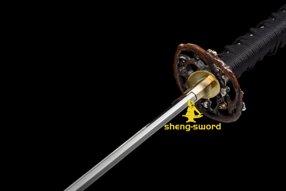 High Class Japanese Samurai Katana Clay Tempered L6 Steel Full Tang Blade Sword wintersweet Kashirae