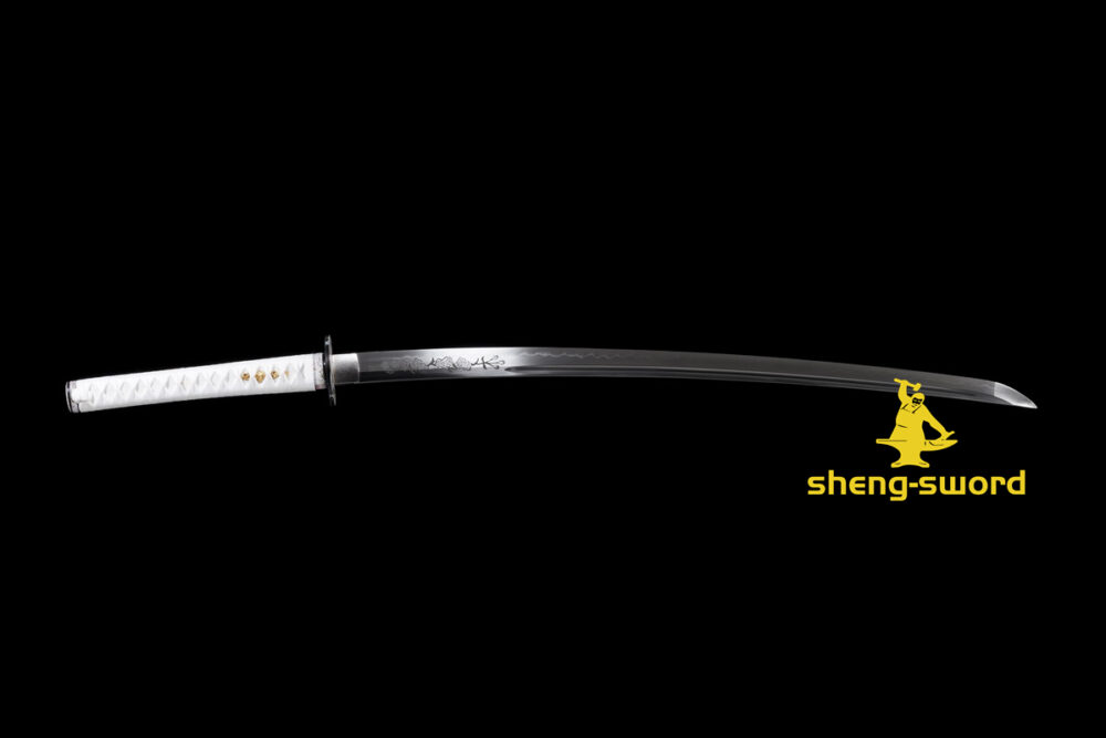 sakura103 Handmade japanese samurai katana Sakura tsuba clay tempered t-10 steel full tang sword