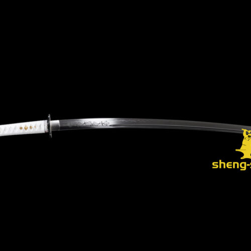 sakura103 Handmade japanese samurai katana Sakura tsuba clay tempered t-10 steel full tang sword