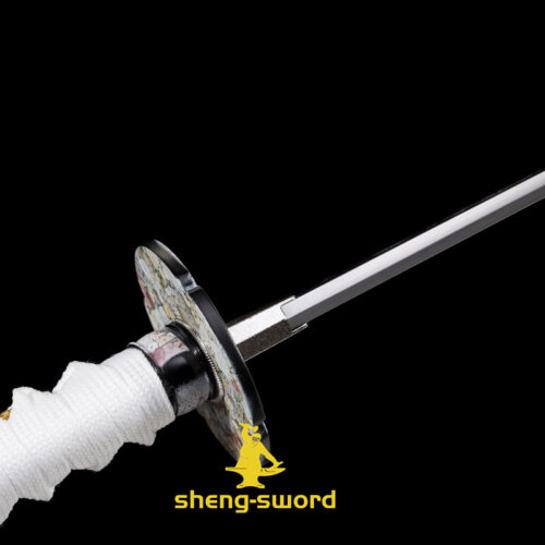 sakura107 Handmade japanese samurai katana Sakura tsuba clay tempered t-10 steel full tang sword