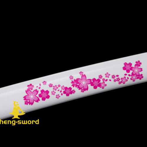 sakura109 Handmade japanese samurai katana Sakura tsuba clay tempered t-10 steel full tang sword