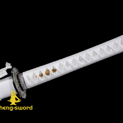 sakura113 Handmade japanese samurai katana Sakura tsuba clay tempered t-10 steel full tang sword