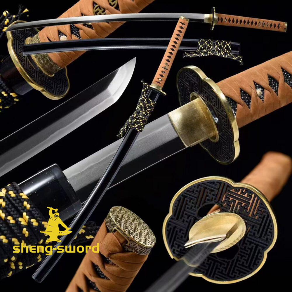 MANZI TSUBA SWORD High Class Japanese Katana Clay Tempered T10 Steel Blade Manzi Tsuba Sword