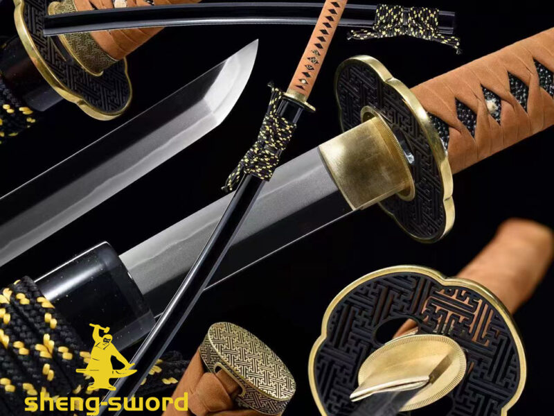 MANZI TSUBA SWORD High Class Japanese Katana Clay Tempered T10 Steel Blade Manzi Tsuba Sword
